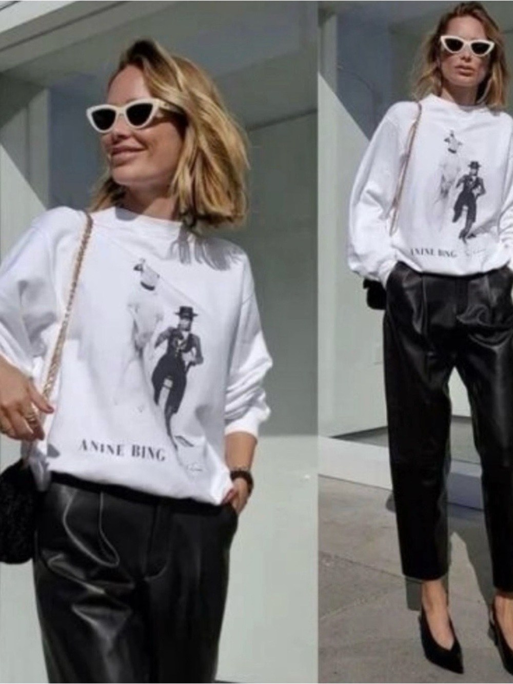 Anine Bing Terry O’Neill Ramona White Graphic Pullover David Bowie collab